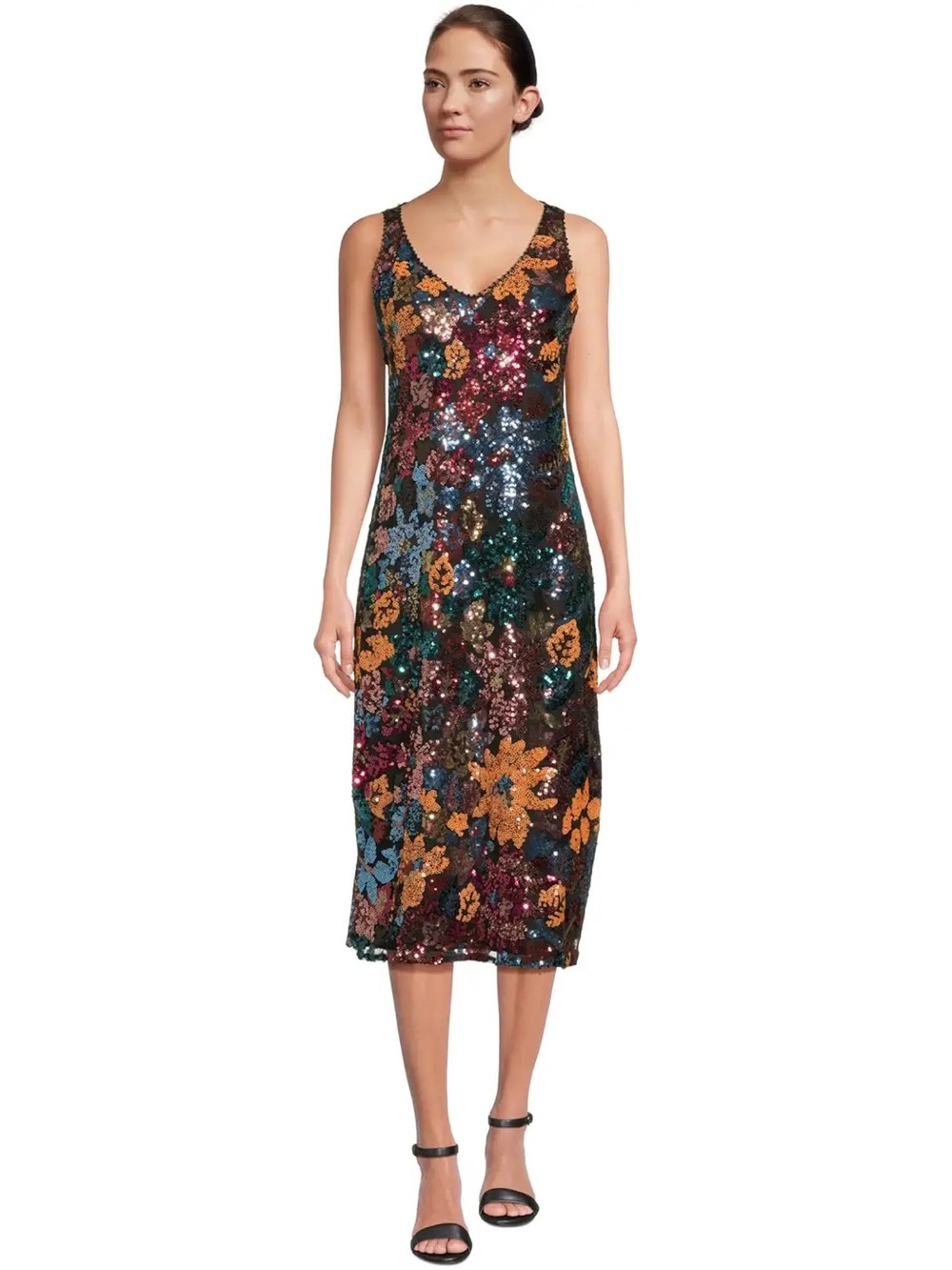 Johnny Was Rosali Sequin Dress Multi Color Fully Lined